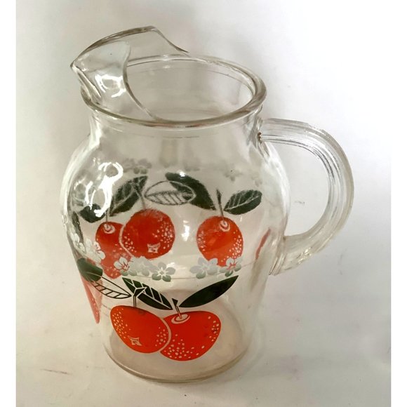 Vintage Orange Juice Pitcher MCM Libbey Glass 7.5" x 3.5" - Picture 8 of 13